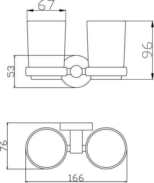 Slezák - RAV Dvojitý držiak kefiek sklenený COLORADO - COA0202, Chróm