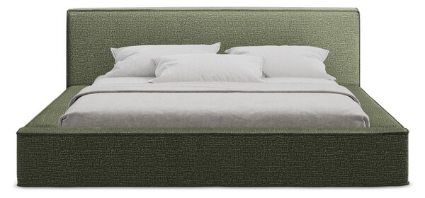 Zelená čalúnená dvojlôžková posteľ s úložným priestorom s roštom 140x200 cm Noho – Makamii