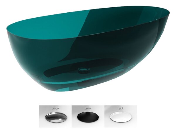 Besco Voľne stojaca vaňa zo syntetickej živice Xara 160 Ocean Breeze BESCO-Typ výpuste: Click-Clack štandard, chróm