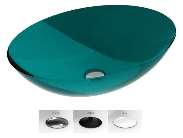 Besco Umývadlo na dosku zo syntetickej živice Anya 50x35 cm Ocean Breeze s výpustom Click-Clack BESCO-Typ výpuste: Click-Clack bez prepadu, chróm