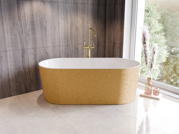 Besco Voľne stojaca vaňa z liateho mramoru Lova Glam 160x74 BESCO-Farba: Biela/zlatá