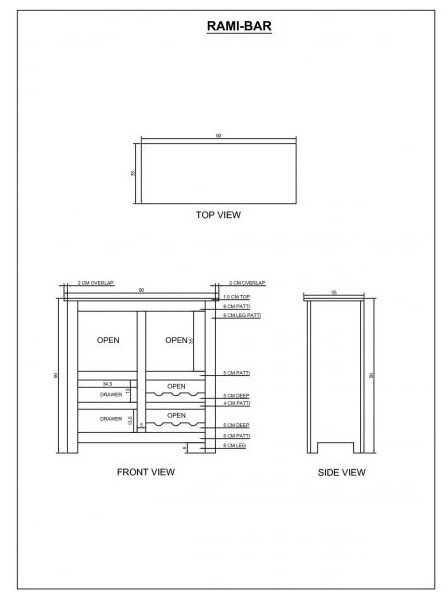 Barová skriňa Rami 90x90x35 indický masív palisander