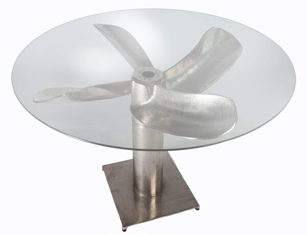 Dizajnový jedálenský stôl Propeller 94 cm strieborný -