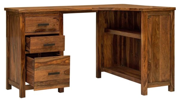 Písací stôl rohový Rami 130x76x85 indický masív palisander