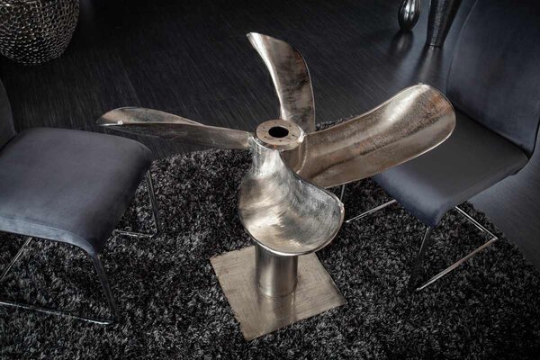 Dizajnový jedálenský stôl Propeller 94 cm strieborný -