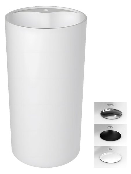 Besco Voľne stojace umývadlo z liateho mramoru Lumen Matt UM VS ø 45 cm BESCO-Typ výpuste: Click-Clack s prepadom, chróm