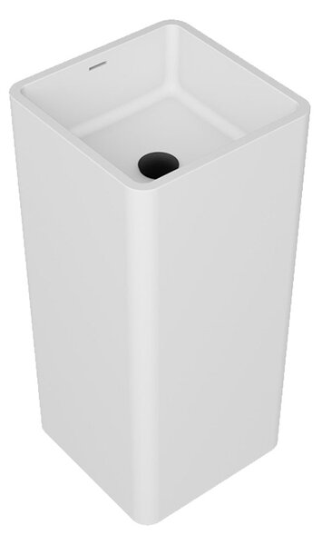 Besco Voľne stojace umývadlo z liateho mramoru Aygo Matt UM VS 40x40 cm BESCO-Typ výpuste: Click-Clack so štrbinovým prepadom, chróm