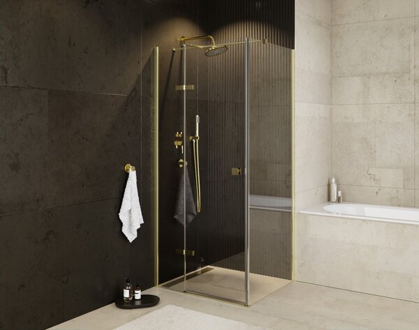 Besco Štvorcový sprchový kút PIXA GOLD SQ 90x90, výška 195 cm - bez vaničky BESCO-Orientácia: Ľavá