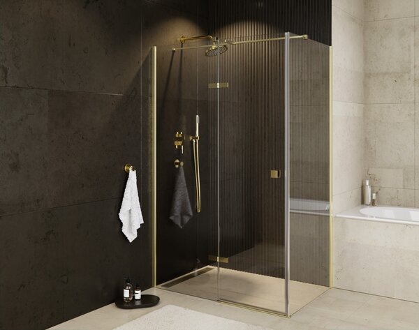 Besco Obdĺžnikový sprchový kút PIXA GOLD R 100x80 (100x90, 120x80, 120x90), výška 195 cm - bez vaničky BESCO-Rozmery: 100x80, BESCO-Orientácia: Ľavá