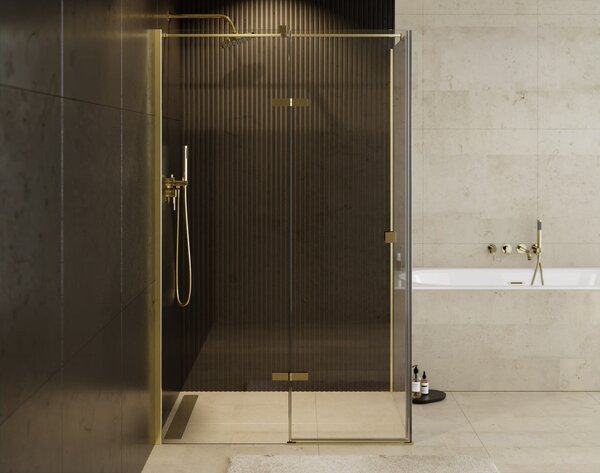 Besco Obdĺžnikový sprchový kút PIXA GOLD R 100x80 (100x90, 120x80, 120x90), výška 195 cm - bez vaničky BESCO-Rozmery: 100x80, BESCO-Orientácia: Ľavá