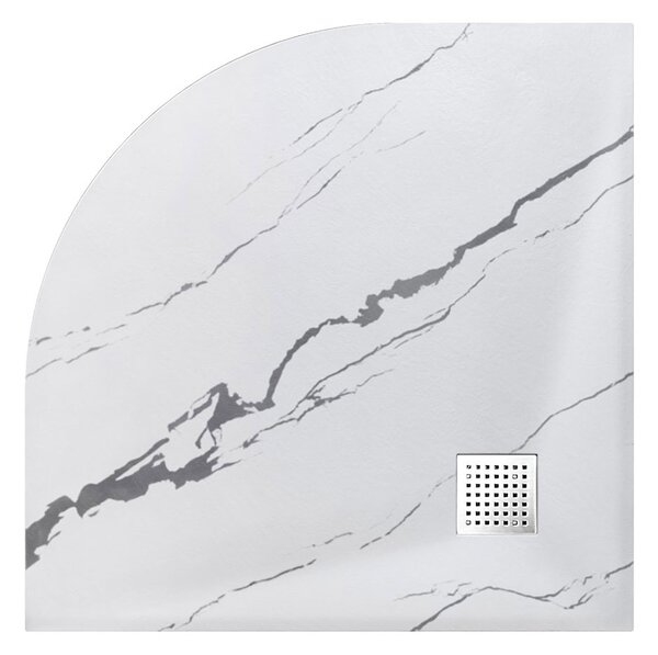 Besco Štvrťkruhová sprchová vanička z SMC kompozitu VEXO MARBLE HR 90x90 BESCO-Rozmery: 90x90