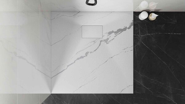 Besco Štvorcová sprchová vanička z SMC kompozitu VEXO MARBLE SQ 80x80 (90x90) BESCO-Rozmery: 80x80