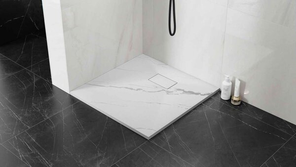 Besco Štvorcová sprchová vanička z SMC kompozitu VEXO MARBLE SQ 80x80 (90x90) BESCO-Rozmery: 80x80
