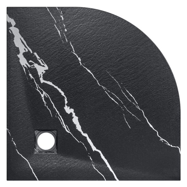 Besco Štvrťkruhová sprchová vanička z SMC kompozitu VEXO MARBLE BLACK HR 90x90 BESCO-Rozmery: 90x90