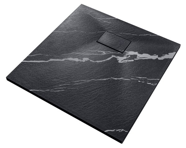 Besco Štvorcová sprchová vanička z SMC kompozitu VEXO MARBLE BLACK SQ 80x80 (90x90) BESCO-Rozmery: 80x80