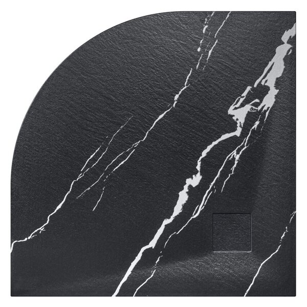 Besco Štvrťkruhová sprchová vanička z SMC kompozitu VEXO MARBLE BLACK HR 90x90 BESCO-Rozmery: 90x90