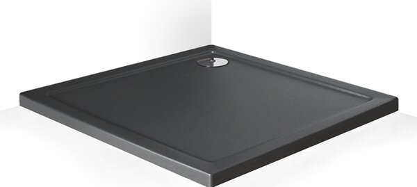 Roth Štvorcová alebo obdĺžniková akrylátová sprchová vanička FLAT STONE EFFECT ROTH-Variant: rozmery: 80x80 cm, farba: Antracit - (FLAT STONE ANTHRACITE 800x800 – 8000310)