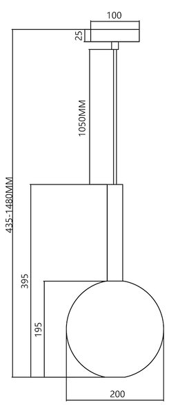 Závesné svietidlo Niko, 1x transparentné sklenené tienidlo, (fi 20cm), b