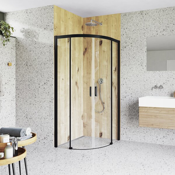 Roth Štvrťkruhový sprchový kút CI R55 - bez vaničky ROTH-Variant: rozmery: 90x90 cm - (CI R55/900 - CI R55 090200 NPE), ROTH-Profily: profily: čierna (elox), výplň: transparentná