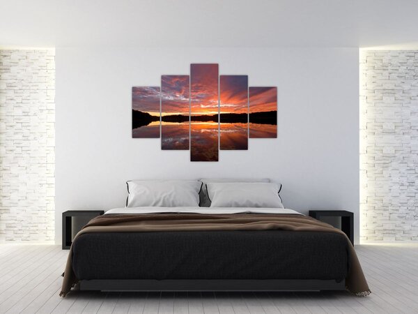 Obraz - Západ slnka nad jazerom (150x105 cm)