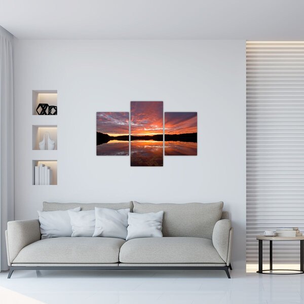 Obraz - Západ slnka nad jazerom (90x60 cm)