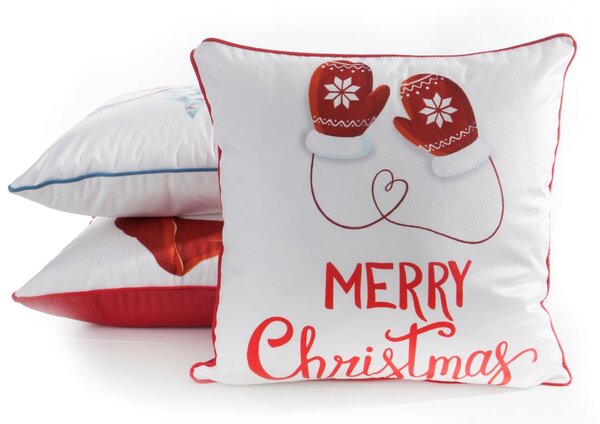 VIANOČNÁ DEKORAČNÁ OBLIEČKA NA VANKÚŠ MERRY1 45X45 CM VZOROVANÁ