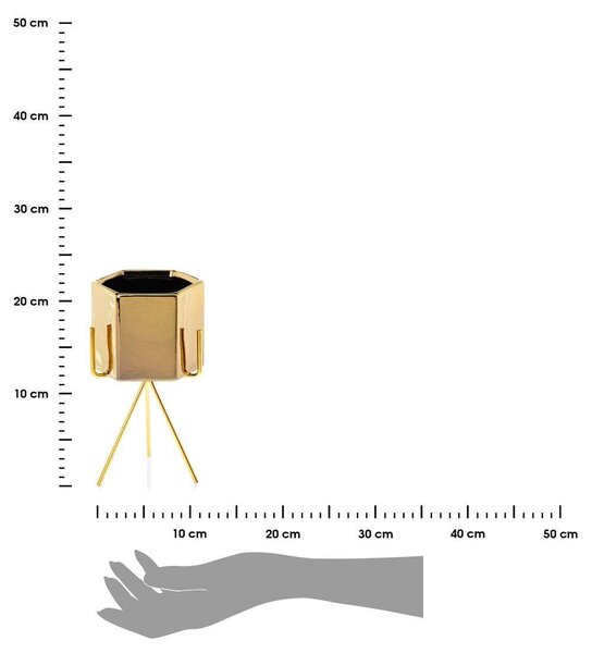 KERAMICKÝ KVETINÁČ SO STOJANOM SASHI 20X9,5 CM ZLATÁ
