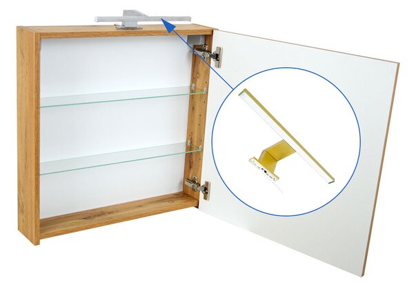 Comodo Zrkadlová skrinka Ideal OW 60 ZS LED-G s osvetlením Any LED 30 G, zlatá