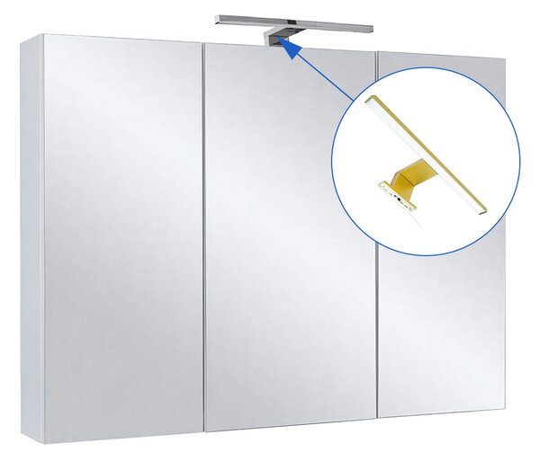 Comodo Zrkadlová skrinka Ticino 80 ZS LED-G s osvetlením Any LED 30 G, zlatá