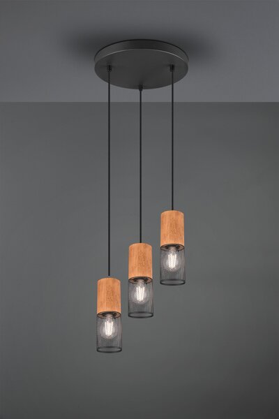 Trio 304330332 závesné stropné svietidlo Tosh 3x40W | E27 | IP20 - čierna s hnedou