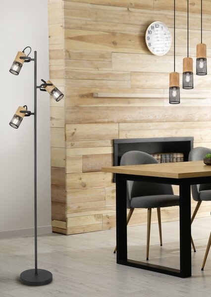 Trio 404300332 stojacie svietidlo Tosh 3x15W | E14 | IP20 - nožný vypínač, čierna s hnedou
