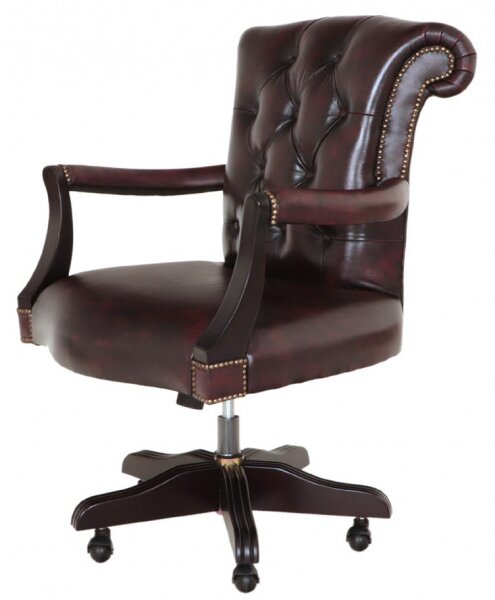 Kancelárska stolička Chesterfield Court z pravej hovädzej kože New Red