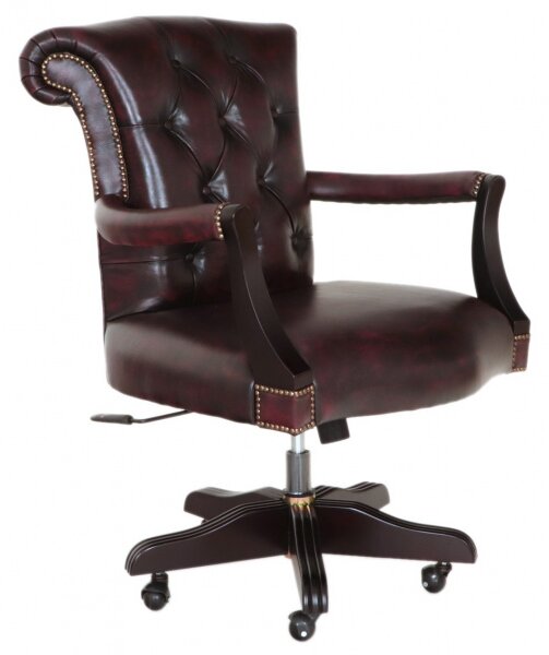 Kancelárska stolička Chesterfield Court z pravej hovädzej kože New Red