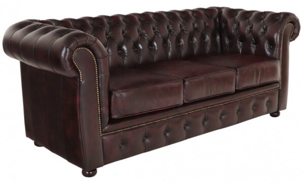 Pohovka trojmiestna Chesterfield Liverpool z pravej hovädzej kože New Red