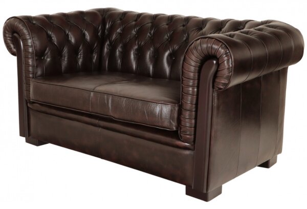 Pohovka dvojmiestna Chesterfield Tiffy z pravej hovädzej kože Brown
