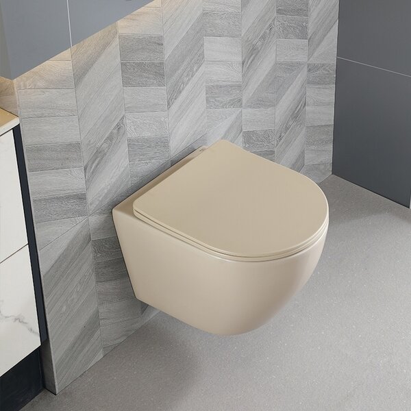 BPS-koupelny Závesná WC misa so SoftClose sedadlom MIZU CAP RIM 03, cappuccino