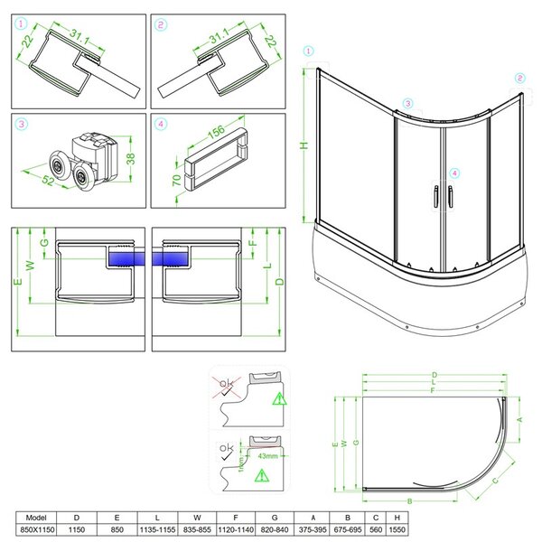 BPS-koupelny Asymetrický sprchový kút MAJA CH FR R 115x85 cm pravý, chróm/matné sklo v sete s hlbokou sprchovou vaničkou