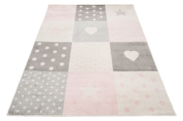 Bielo-ružový vzorovaný detský koberec Ruth Rozmer: 160x220 cm