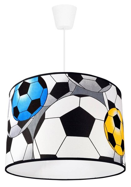 Detské závesné svietidlo Soccer, 1x textilné tienidlo so vzorom, (výber z 3 farieb konštrukcie)