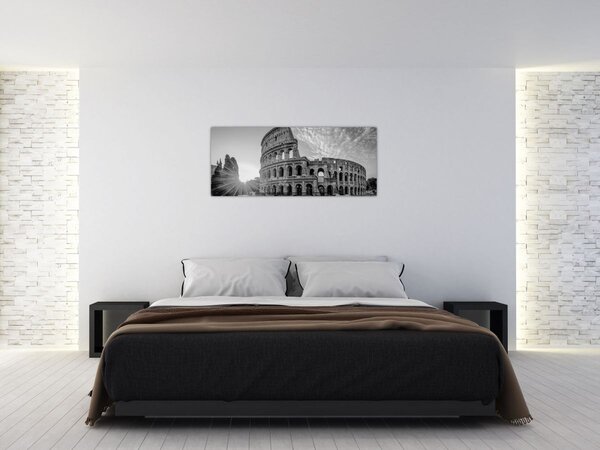 Obraz - Koloseum v Ríme, čiernobiele (120x50 cm)