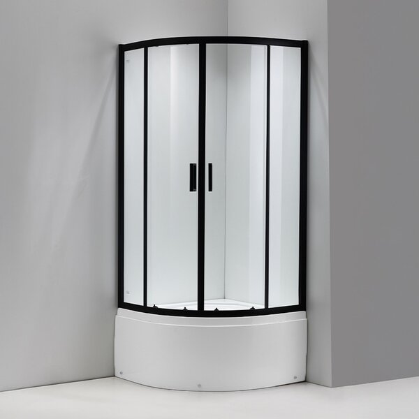 BPS-koupelny Štvrťkruhový sprchový kút MAJA BL 90x90 cm, čierna/transparent v sete s hlbokou sprchovou vaničkou