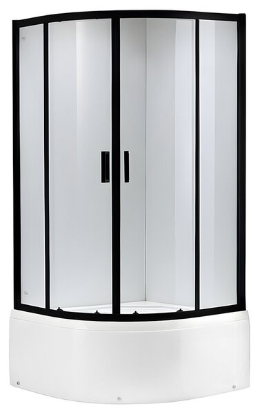 BPS-koupelny Štvrťkruhový sprchový kút MAJA BL 90x90 cm, čierna/transparent v sete s hlbokou sprchovou vaničkou