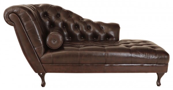 Leňoška Chesterfield Delano z pravej hovädzej kože Brown