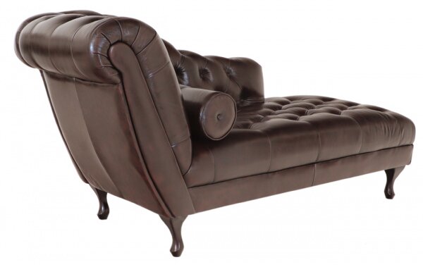 Leňoška Chesterfield Delano z pravej hovädzej kože Brown