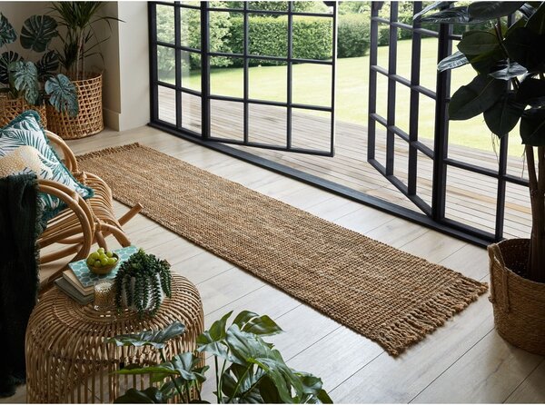 Hnedý jutový behúň Flair Rugs Jute, 60 x 230 cm