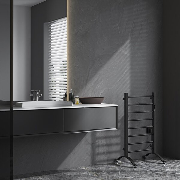 BPS-koupelny Elektrický kúpeľňový radiátor TAAL BL 200W, 50x91 cm, čierny