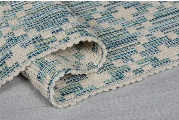 Béžovo-modrý bavlnený koberec Flair Rugs Leela, 60 x 200 cm