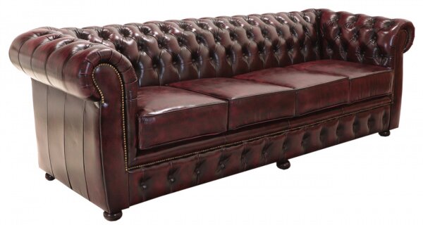 Pohovka štvormiestna Chesterfield Liverpool z pravej hovädzej kože New Red