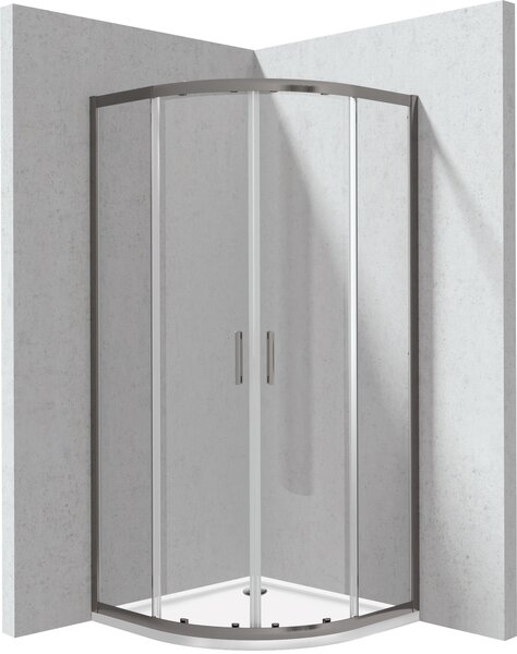 Deante Štvrťkruhový sprchový kút Funkia Evo 80x80 cm - KYPPD088P, titán mat + sprchová vanička biela