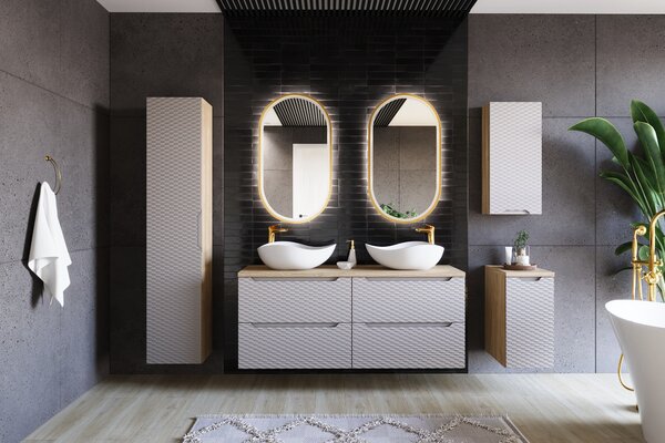 Comad Kúpeľňová skrinka závesná horná Ocean Beige 35 béžová/dub olejovaný